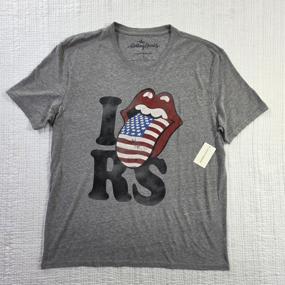 Lucky Brand Rolling Stones 1978 Tour Graphic T-Shirt Gray Mens XL NWT